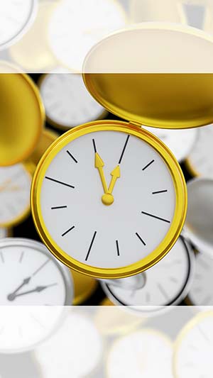Template f�r Instagram Story mit Uhren zum Thema Zeit in den Farben Gold und Silber