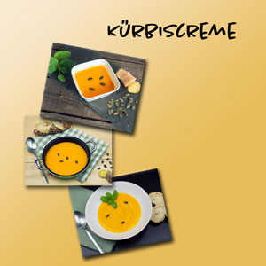 Vorlage mit Kürbiskernsuppenfotos